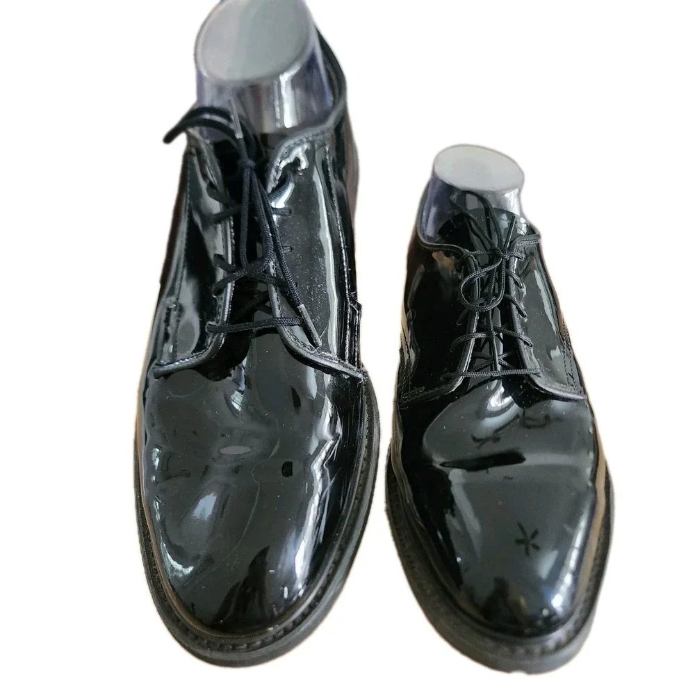 Bates Lites Black Shoe Mens 10.5 E Hi Gloss Uniform Military Formal Dress Vibram